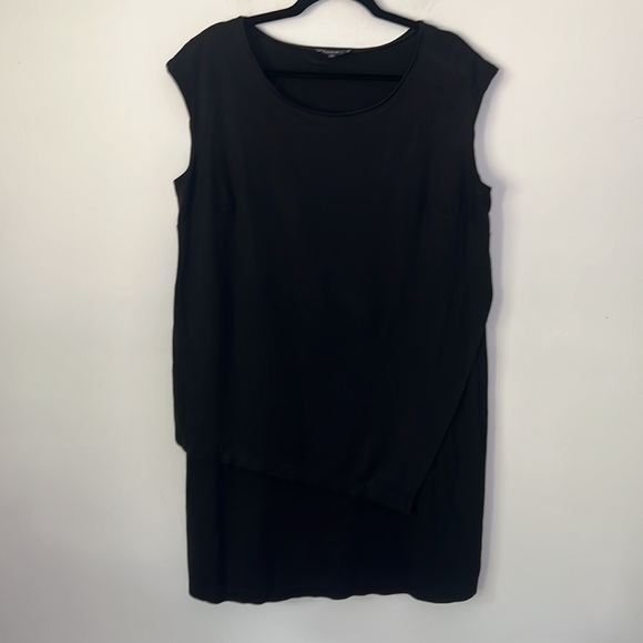 Lafayette 148 Black Sleeveless Faux Wrap Shift Dress - Picture 2 of 6